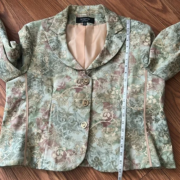 Vintage Larry Levine Signature broquet jacquard Skirt Set suit cotton poly 18 - Picture 9 of 13